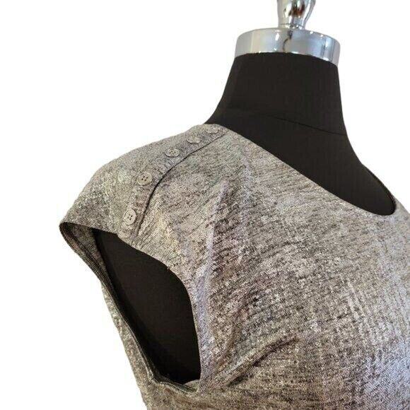 Calvin Klein Top Sleeveless Blouse Women's Sz L Stretch Liquid Gold Business - Picture 5 of 6